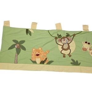 NoJo Jungle Babies Valance Set 2 Green Monkey Lion Safari Nursery 14x58 Tab‎ Top